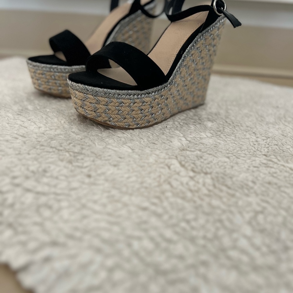 ASOS Black and Tan Wedge Sandals